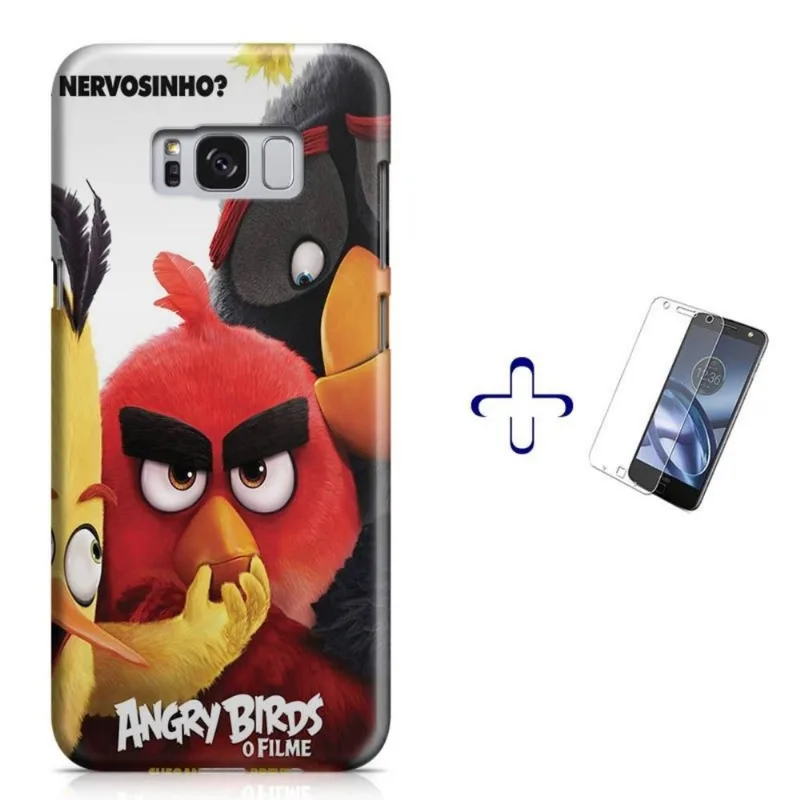 Kit Capa Galaxy S8 Angry Birds+Pel.Vidro BD1
