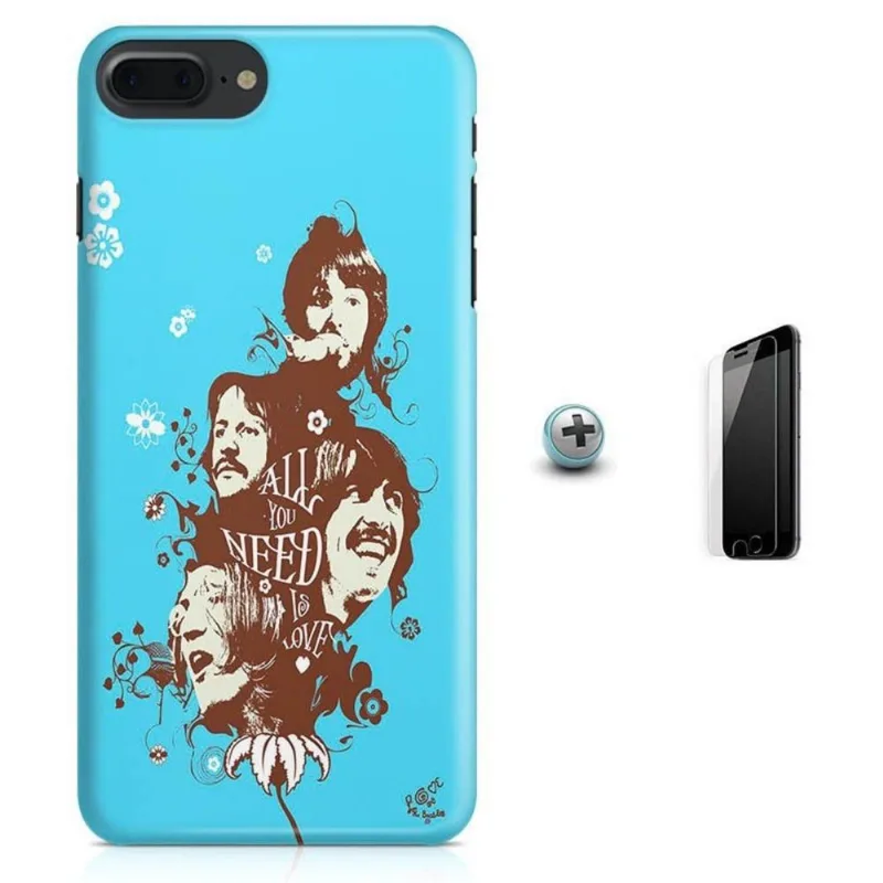 Kit Capa iPhone 7 Plus - Beatles + Pel Vidro BD1