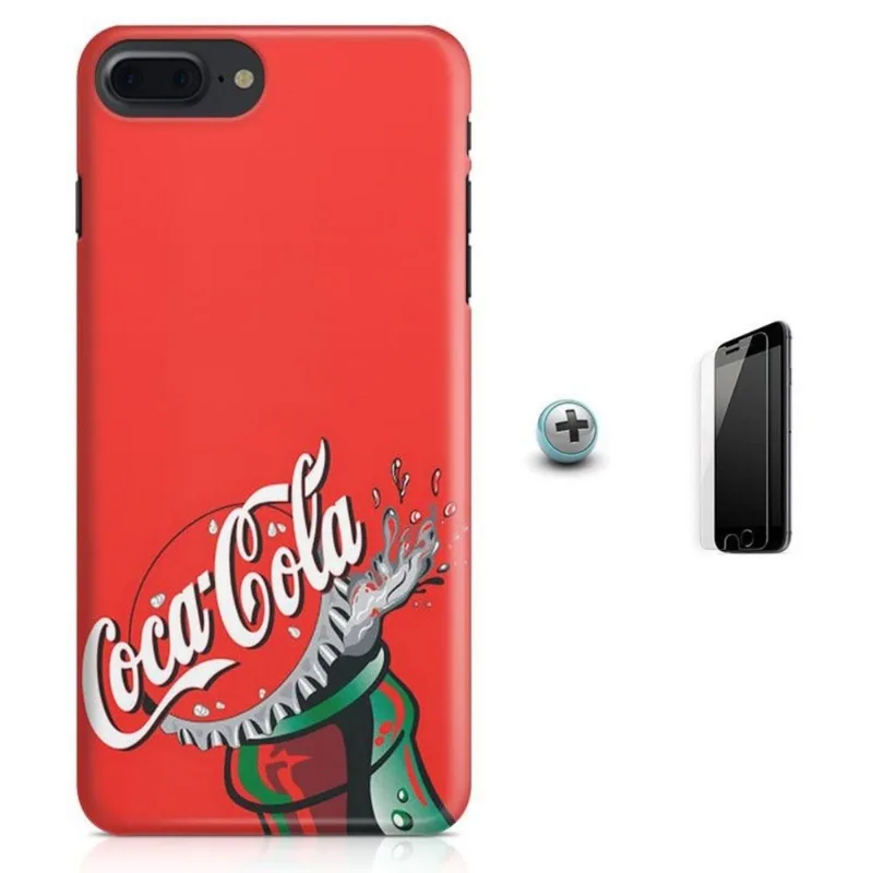 Kit Capa iPhone 7 Plus - Coca-Cola + Pel Vidro BD1