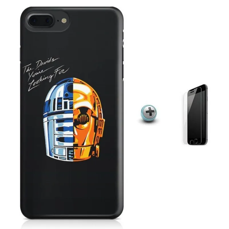 Kit Capa iPhone 7 Plus - Star Wars Daft Punk + Pel Vidro BD1