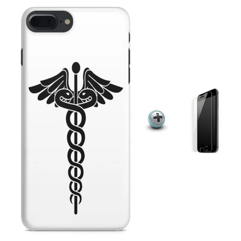 Kit Capa iPhone 7 Plus - Simbolo de Medicina + Pel Vidro BD1
