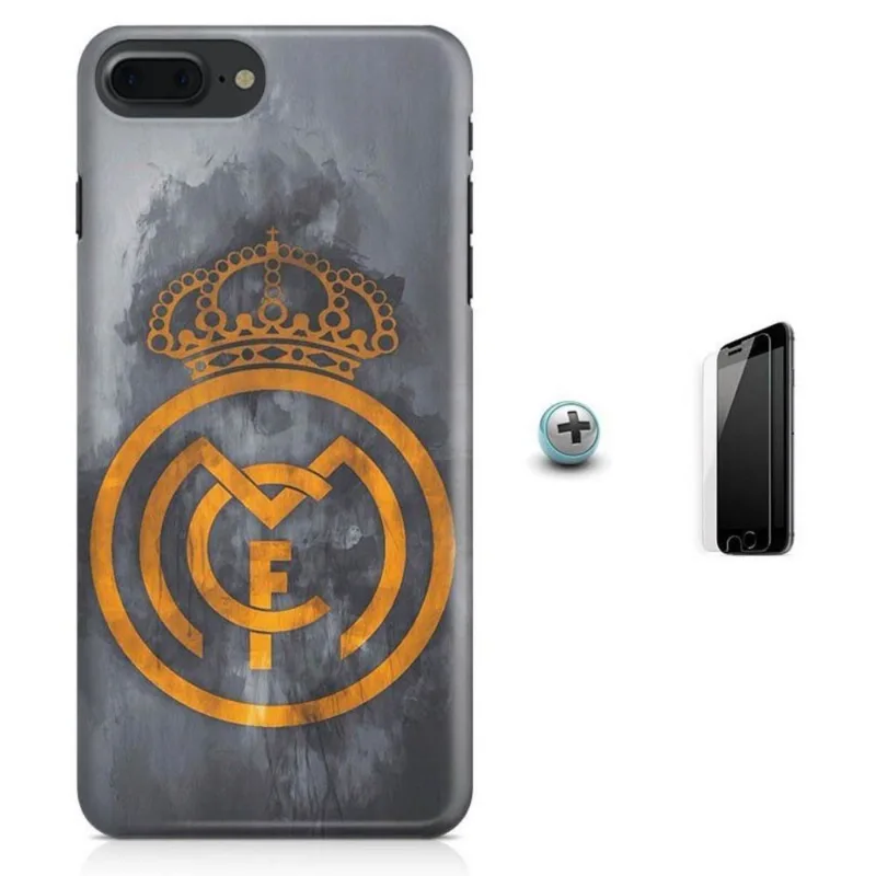 Kit Capa iPhone 7 Plus - Real Madrid Futebol + Pel Vidro BD1