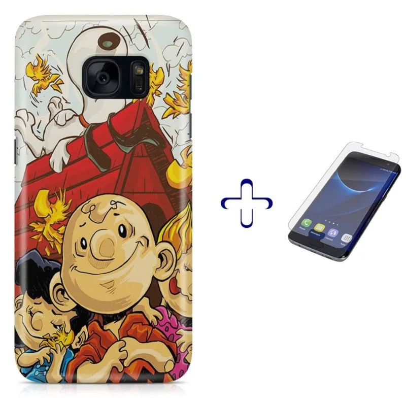 Kit Capa Galaxy S7 Snoopy+Pel.Vidro BD1