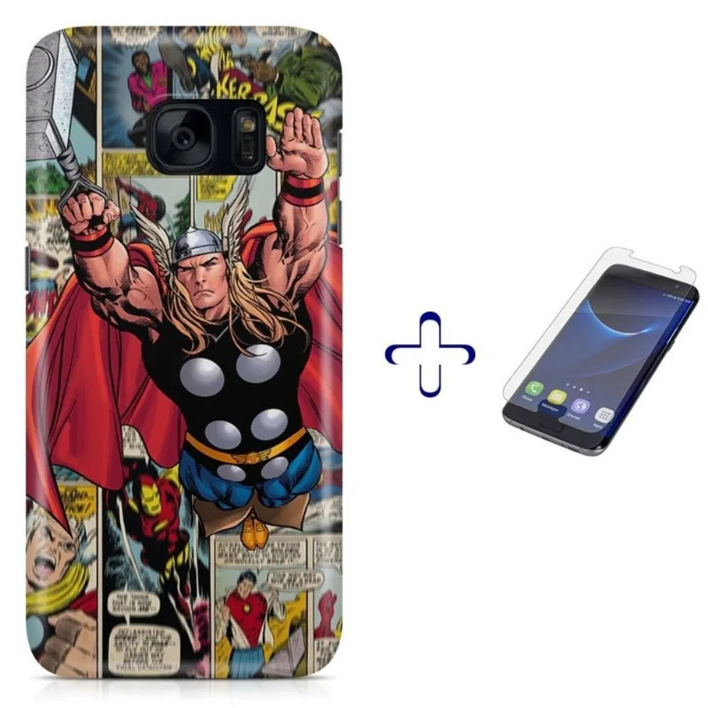 Kit Capa Galaxy S7 Thor (The Avengers)+Pel.Vidro BD1