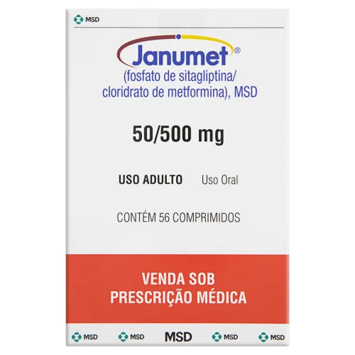 JANUMET FOSFATO DE SITAGLIPTINA 50MG CLORIDRATO DE METFORMINA 500MG MSD CAIXA 56 COMPRIMIDOS