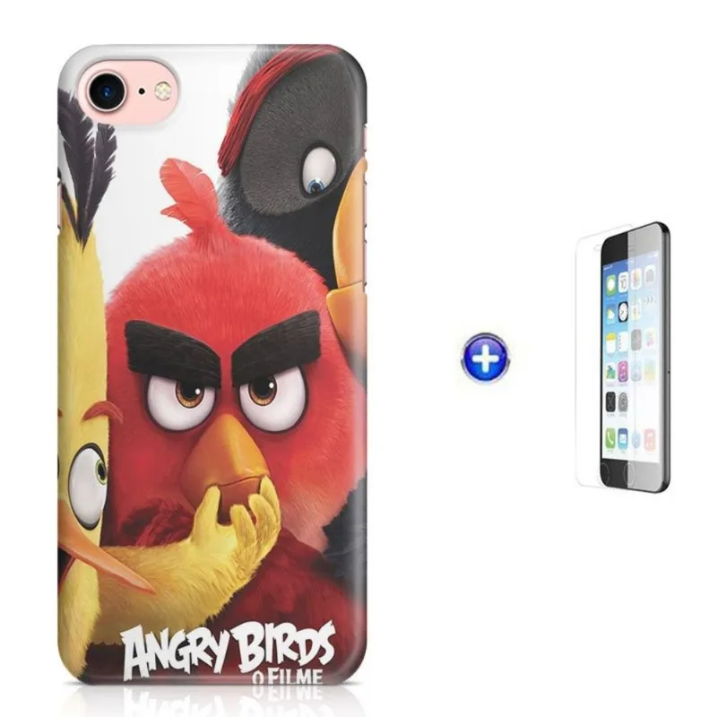 Kit Capa iPhone 7 - 4,7' Angry Birds +Pel.Vidro BD1