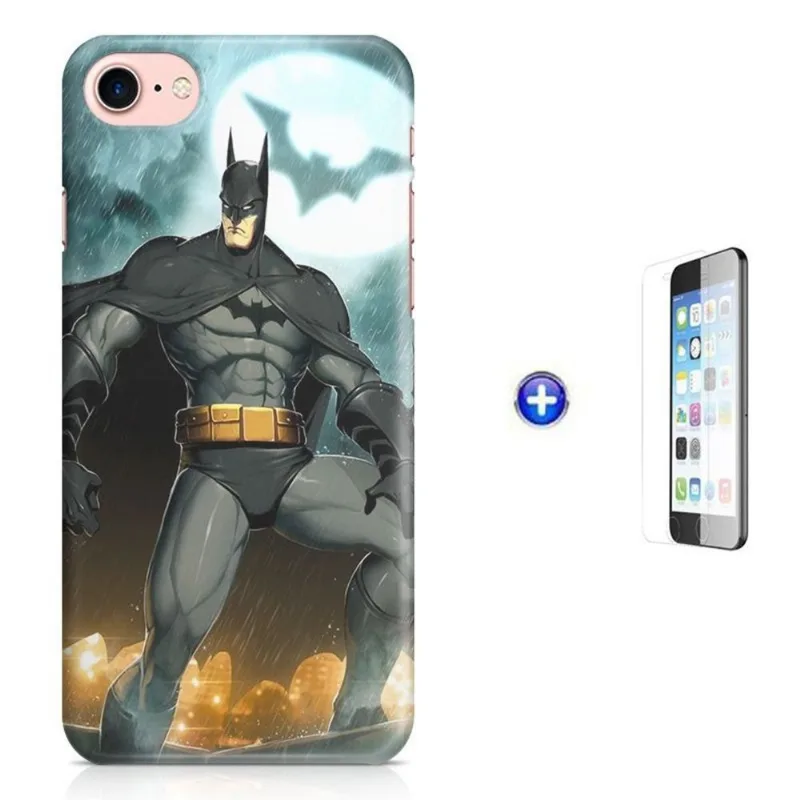 Kit Capa iPhone 7 - 4,7' Batman +Pel.Vidro BD1