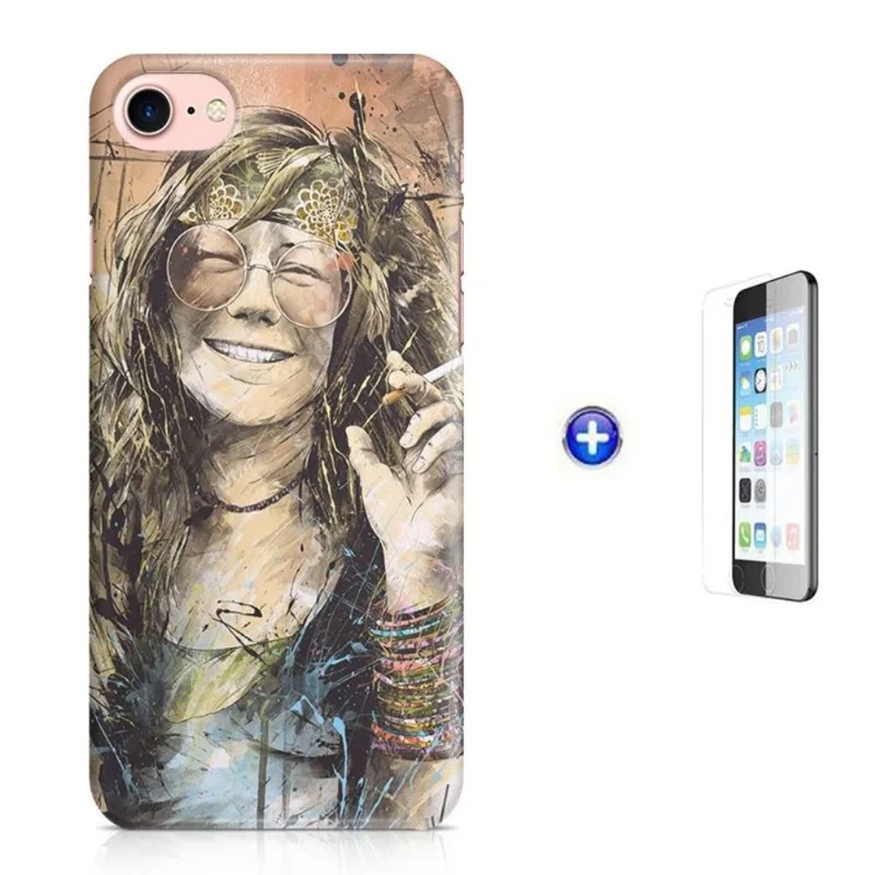 Kit Capa iPhone 7 - 4,7' Janis Joplin + Pel.Vidro BD1