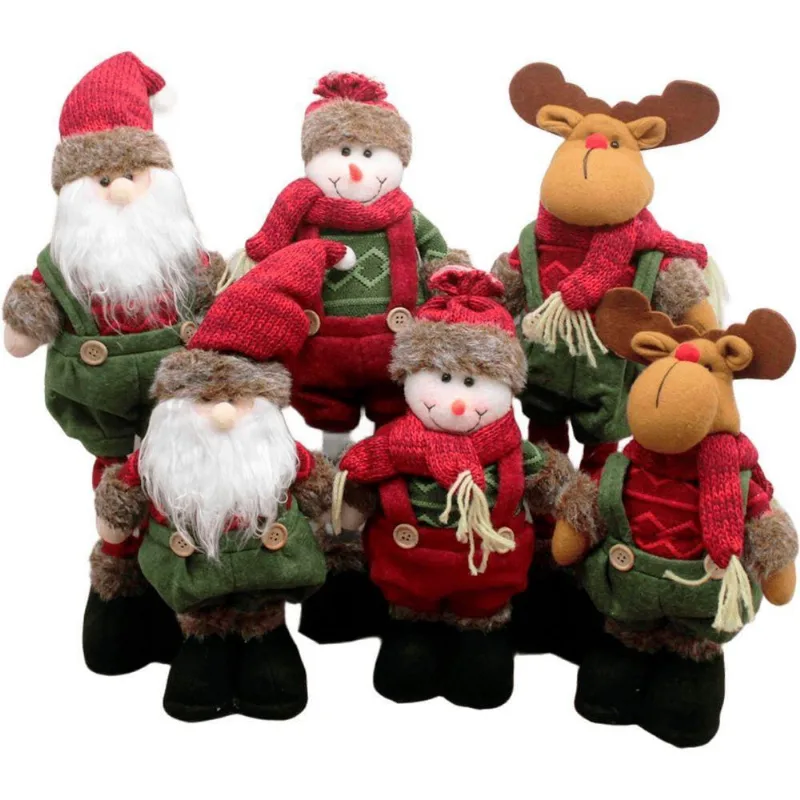 Trio Bonecos Natalino Pernas Ajustáveis Neve Noel Rena 45cm