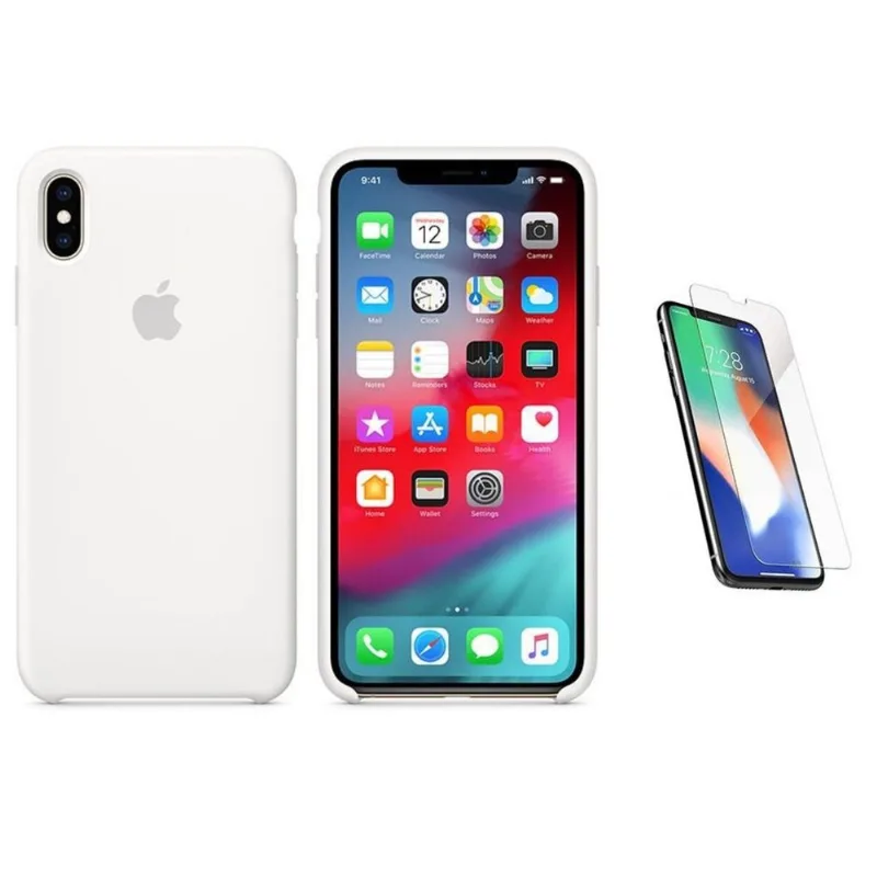 Capa Silicone iPhone XS Max 6,5' Branco + Pel