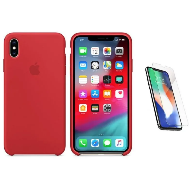 Capa Silicone iPhone XS Max 6,5' Vermelho + Pel