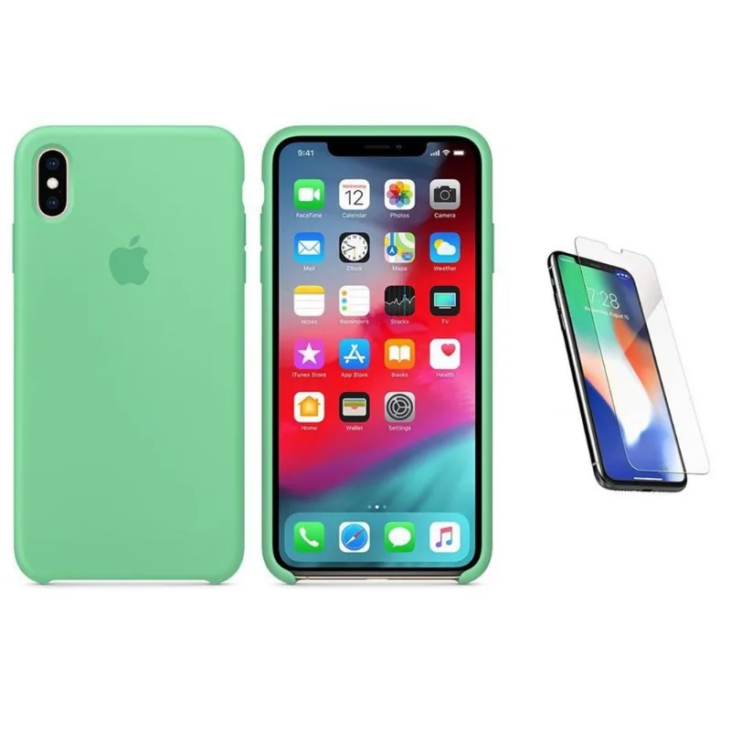 Capa Silicone iPhone XS 5,8' Verde + Pel