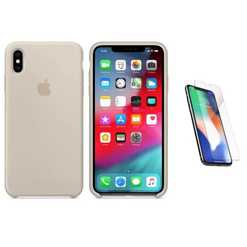 Capa Silicone iPhone XS 5,8' Cinza + Pel