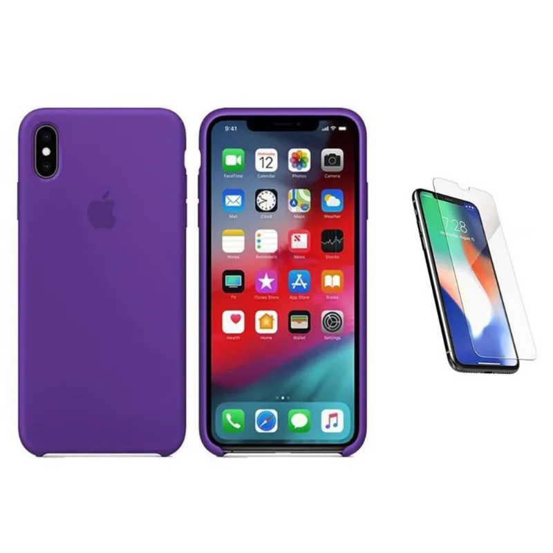 Capa Silicone iPhone XS Max 6,5' Roxo + Pel