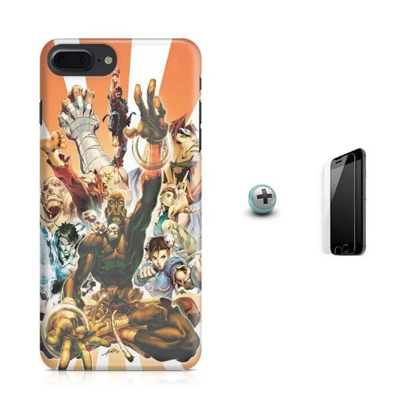 Kit Capa iPhone 8 Plus - Street Fighter + Pel Vidro BD1