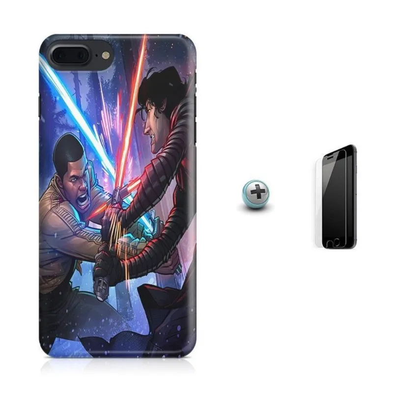 Kit Capa iPhone 8 Plus - Star Wars + Pel Vidro BD1