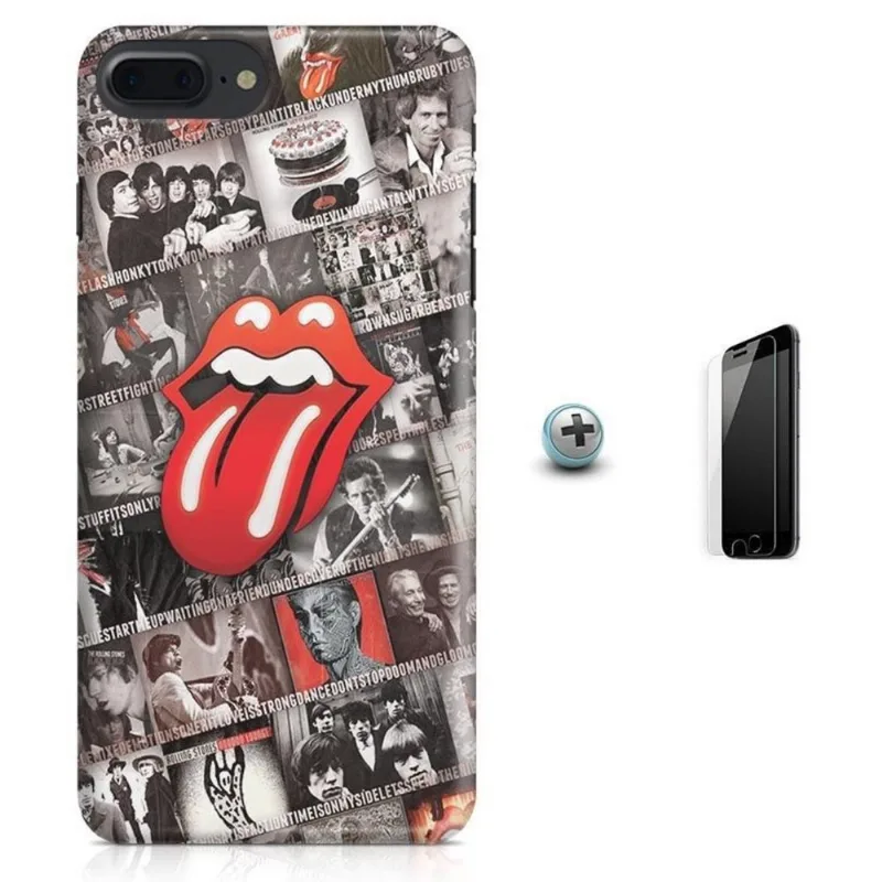 Kit Capa iPhone 8 Plus - Rolling Stones + Pel Vidro BD1