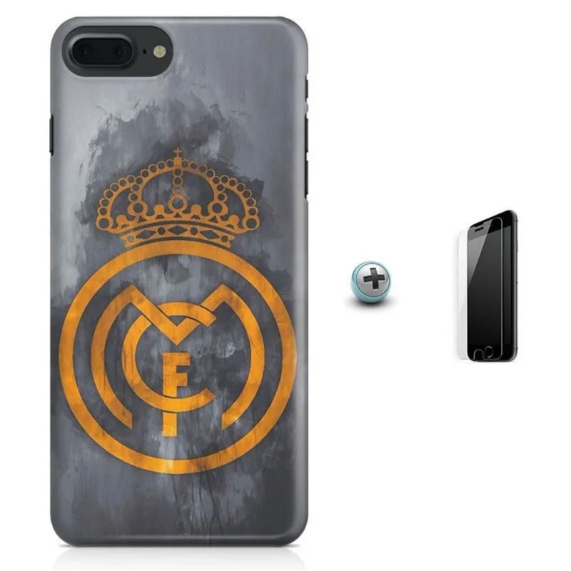 Kit Capa iPhone 8 Plus - Real Madrid Futebol + Pel Vidro BD1