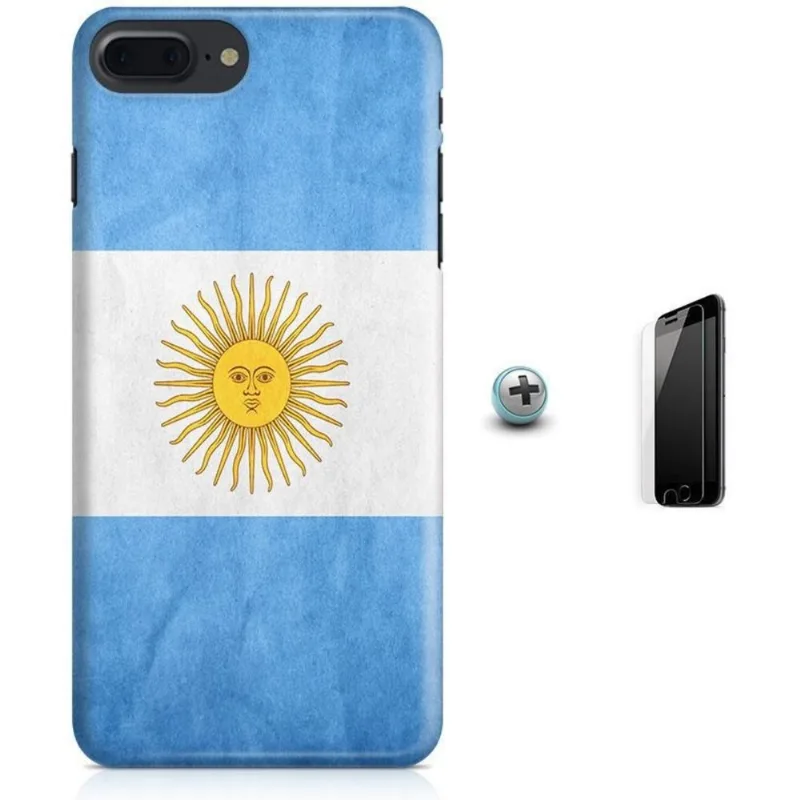 Kit Capa iPhone 7 Plus - Bandeira Argentina + Pel Vidro B30