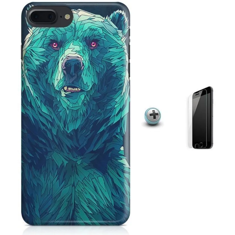 Kit Capa iPhone 7 Plus - Urso Design Bear + Pel Vidro B30