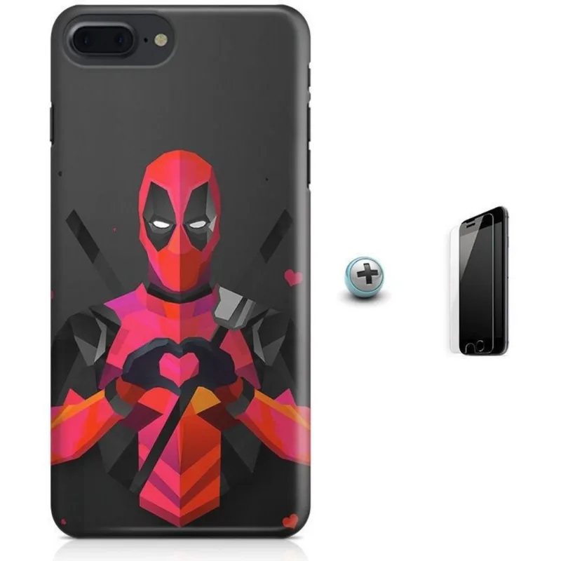 Kit Capa iPhone 7 Plus - Deadpool Marvel + Pel Vidro B30
