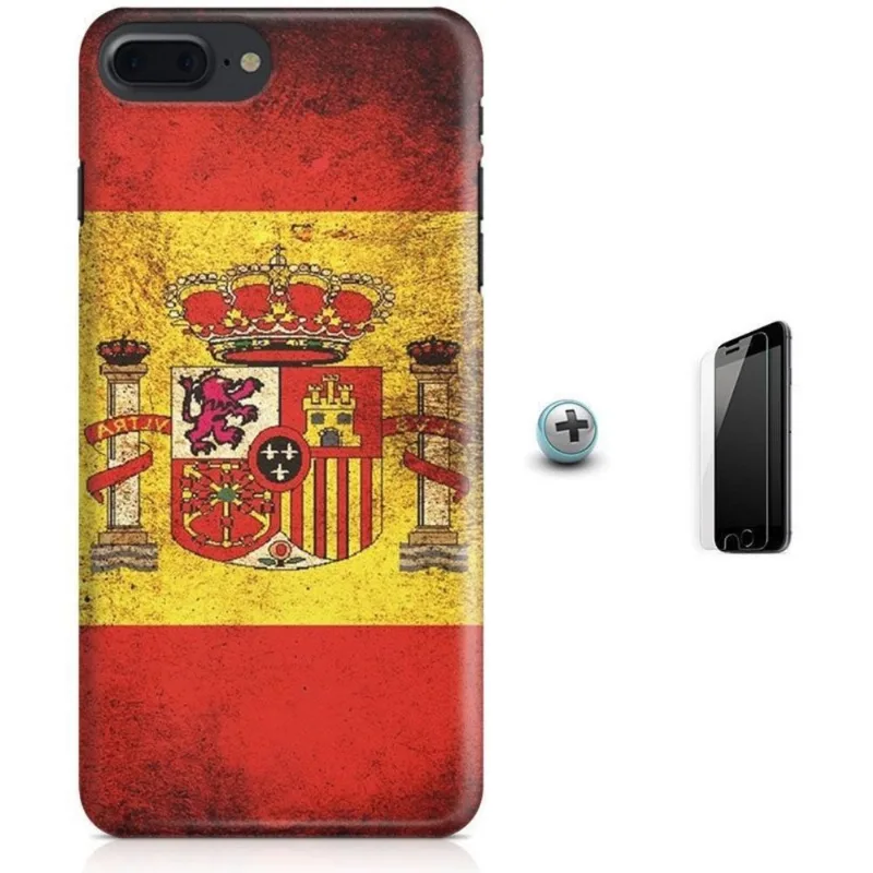 Kit Capa iPhone 7 Plus - Bandeira Espanha + Pel Vidro B30