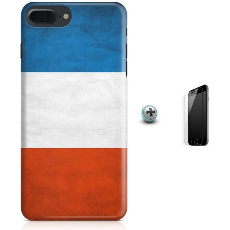 Kit Capa iPhone 7 Plus - Bandeira França + Pel Vidro B30