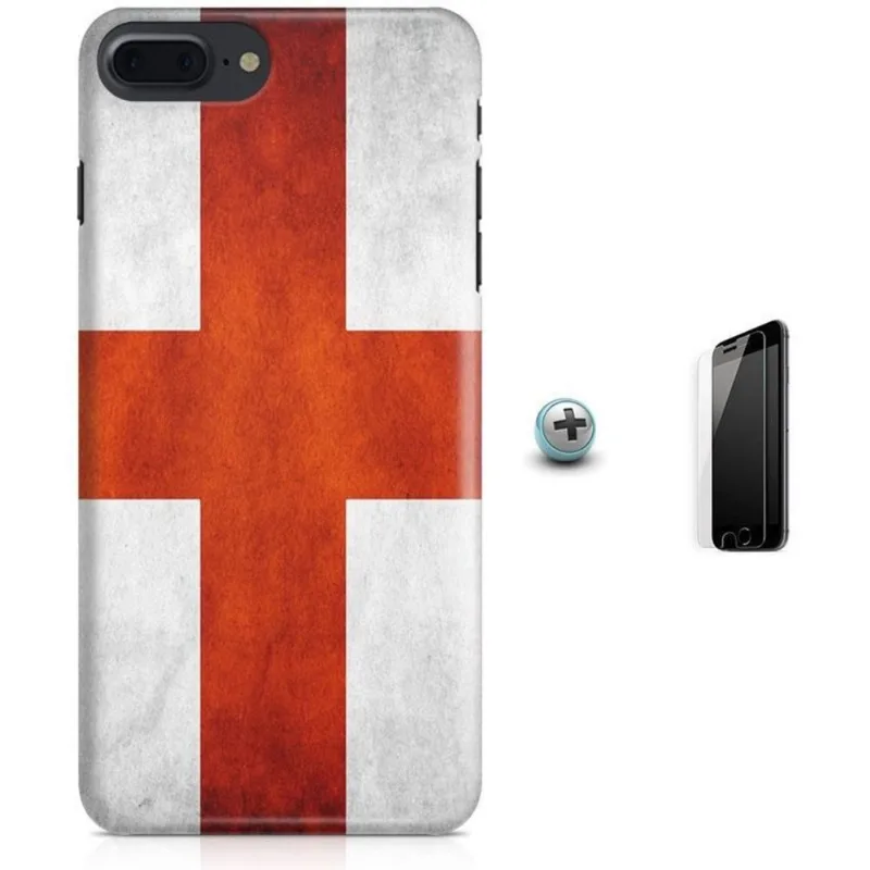 Kit Capa iPhone 7 Plus - Bandeira Inglaterra + Pel Vidro B30