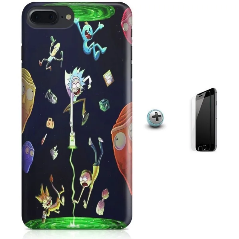 Kit Capa iPhone 7 Plus - Rick and Morty + Pel Vidro (BD31)