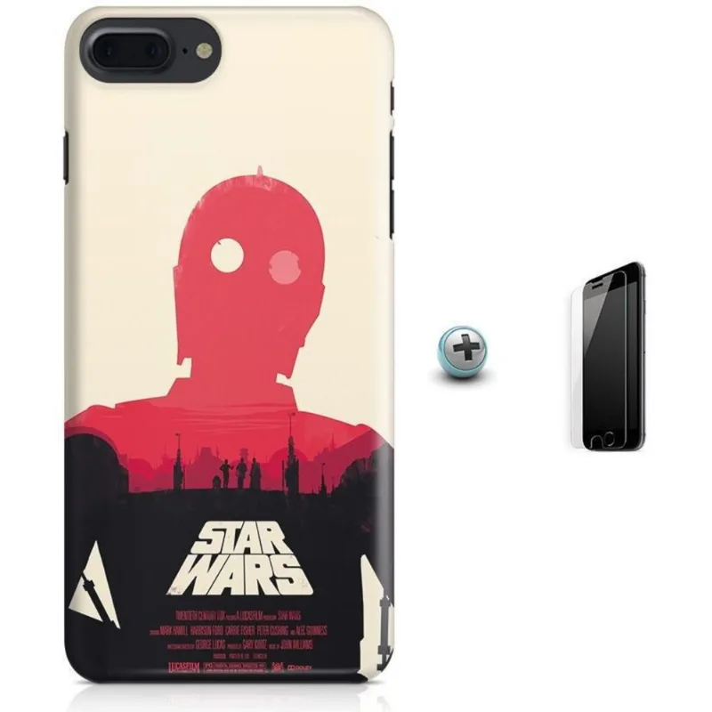 Kit Capa iPhone 7 Plus - Star Wars C3PO + Pel Vidro B30