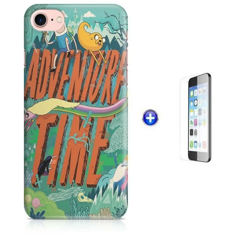 Kit Capa iPhone 7 - 4,7' Hora da Aventure + Pel Vidro (BD30)
