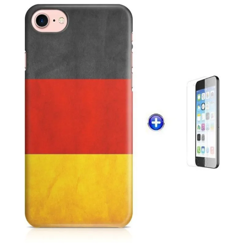 Kit Capa iPhone 7 - 4,7' Bandeira Alemanha +Pel Vidro (BD30)