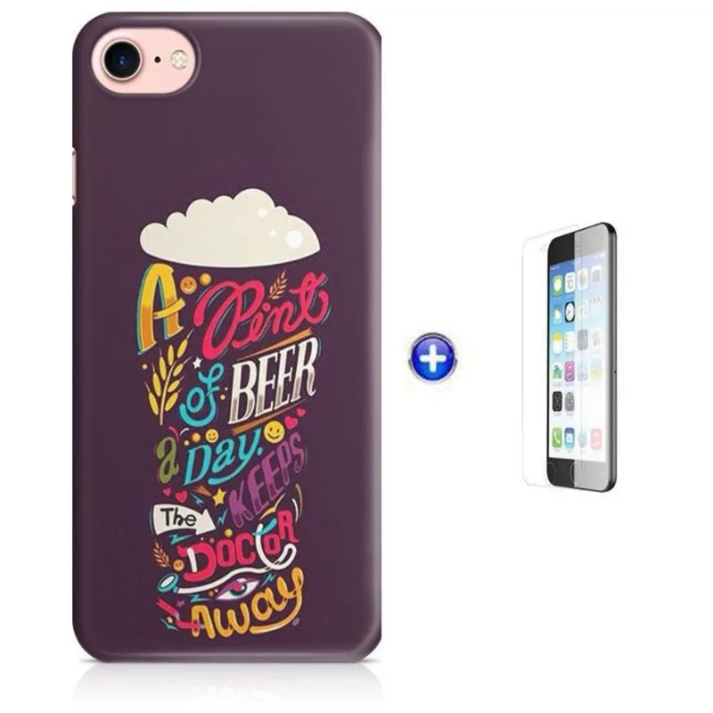 Kit Capa iPhone 7 - 4,7' Beer Cerveja + Pel Vidro (BD30)