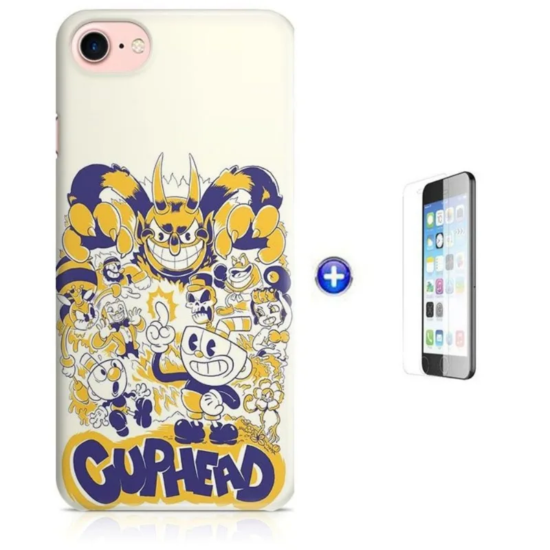 Kit Capa iPhone 7 - 4,7' Cuphead Jogo + Pel Vidro (BD30)