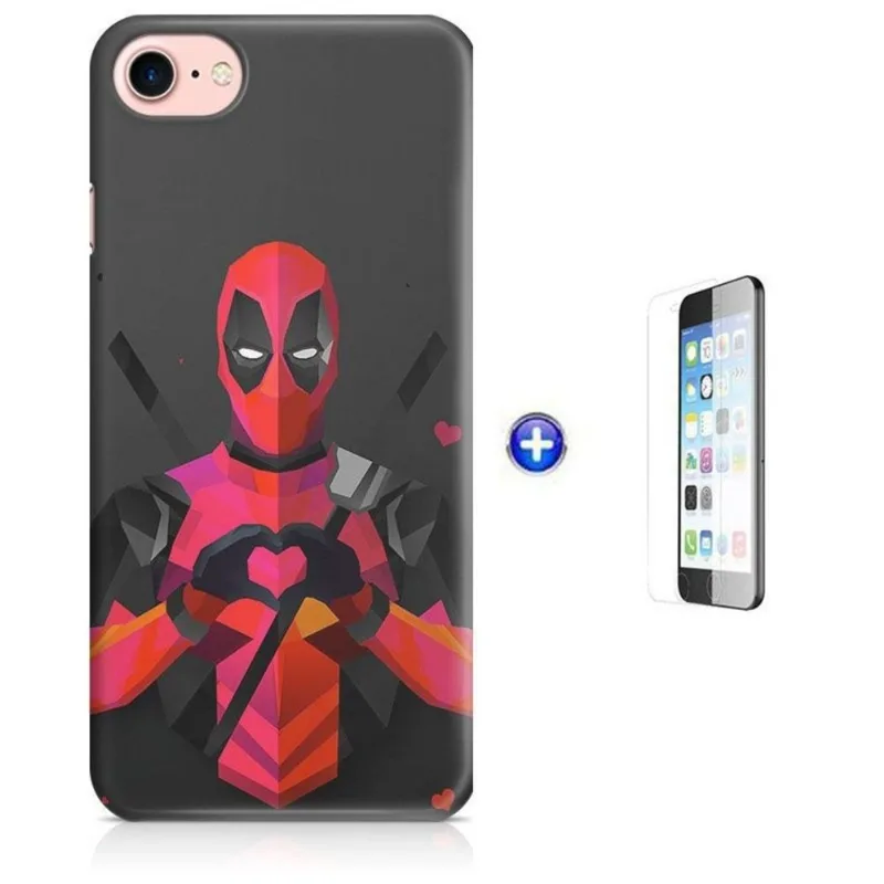 Kit Capa iPhone 7 - 4,7' Deadpool Marvel + Pel Vidro (BD30)