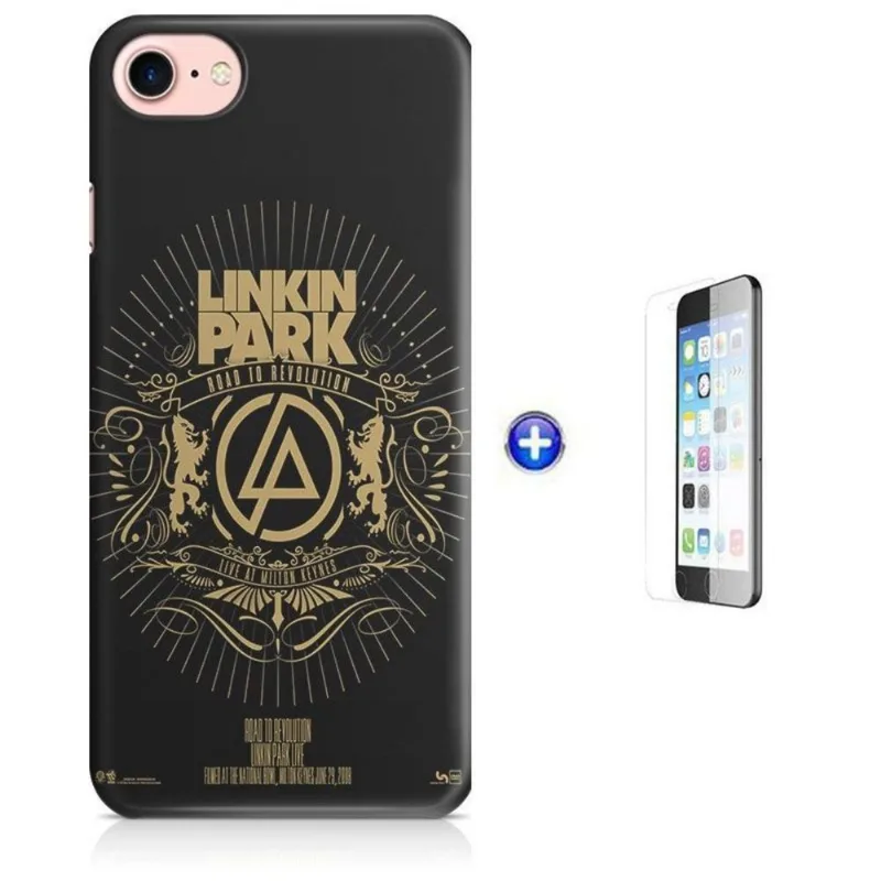 Kit Capa iPhone 7 - 4,7' Linkin Park + Pel Vidro B30