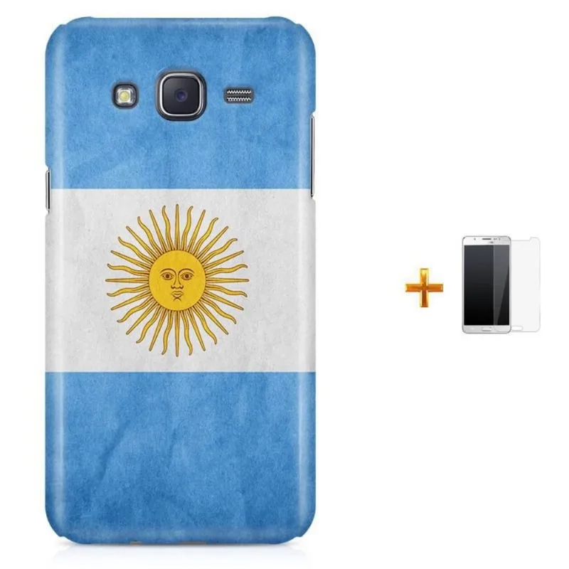 Kit Capa Galaxy J7 2016 Bandeira Argentina + Pel (BD30)