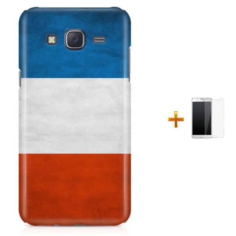 Kit Capa Galaxy J7 2016 Bandeira França + Pel (BD30)