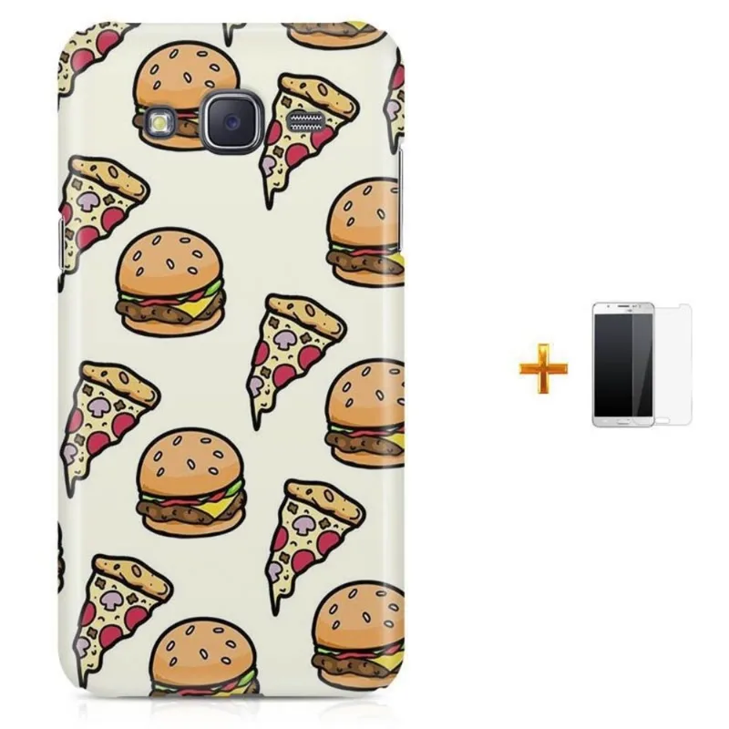 Kit Capa Galaxy J7 2016 Hamburger Pizza + Pel (BD30)