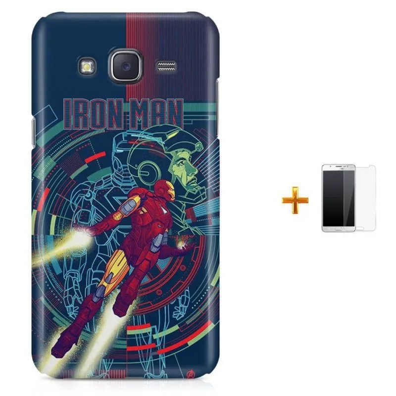 Kit Capa Galaxy J7 2016 Iron Man Homem de Ferro + Pel