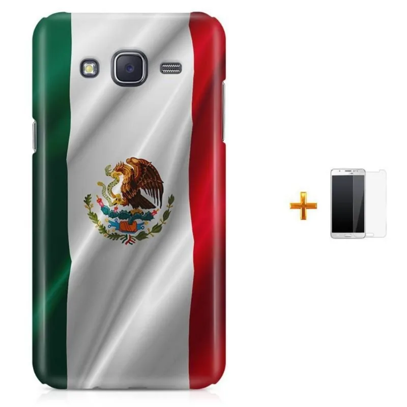 Kit Capa Galaxy J7 2016 Bandeira México + Pel (BD30)