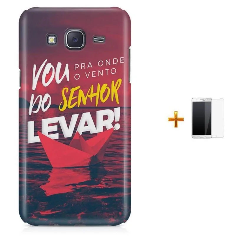 Kit Capa Galaxy J7 2016 Vento do Senhor Me Levar + Pel