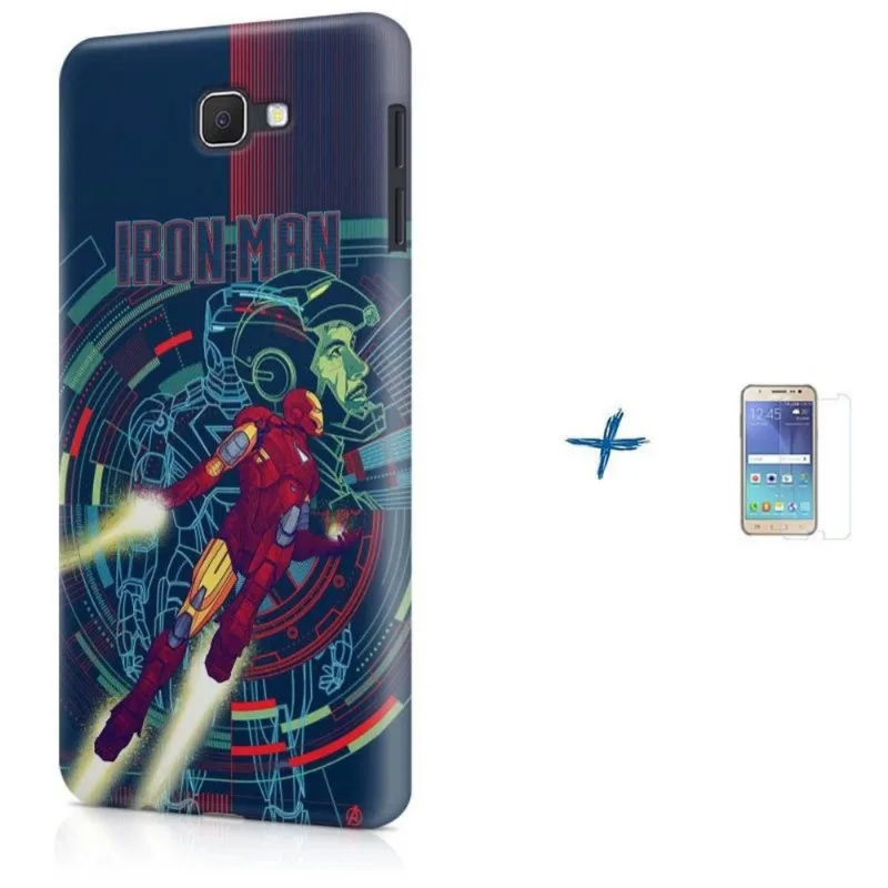 Kit Capa Galaxy J7 Prime Iron Man Homem de Ferro + Pel BD30