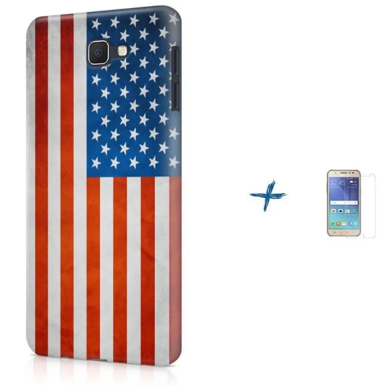 Kit Capa Galaxy J7 Prime Bandeira EUA - USA + Pel (BD30)