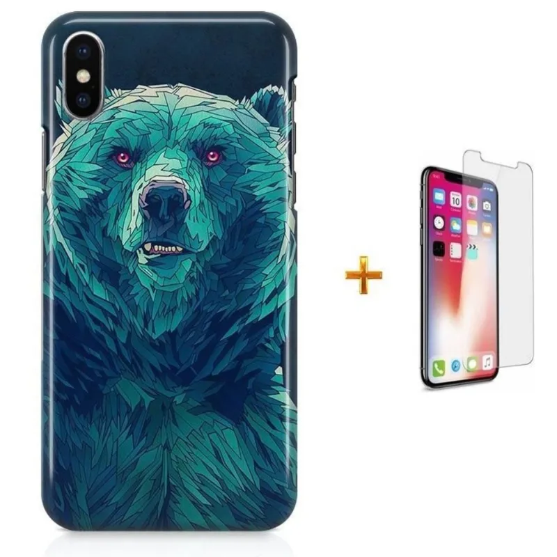 Kit Capa iPhone X - Urso Design Bear + Pel Vidro B30