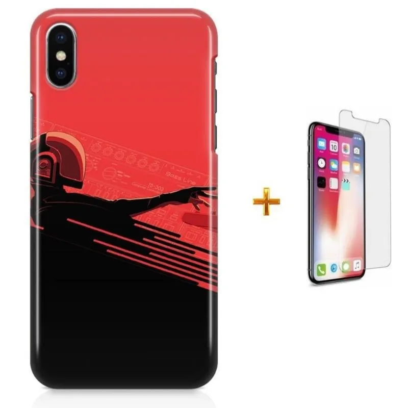 Kit Capa iPhone X - Daft Punk + Pel Vidro B30