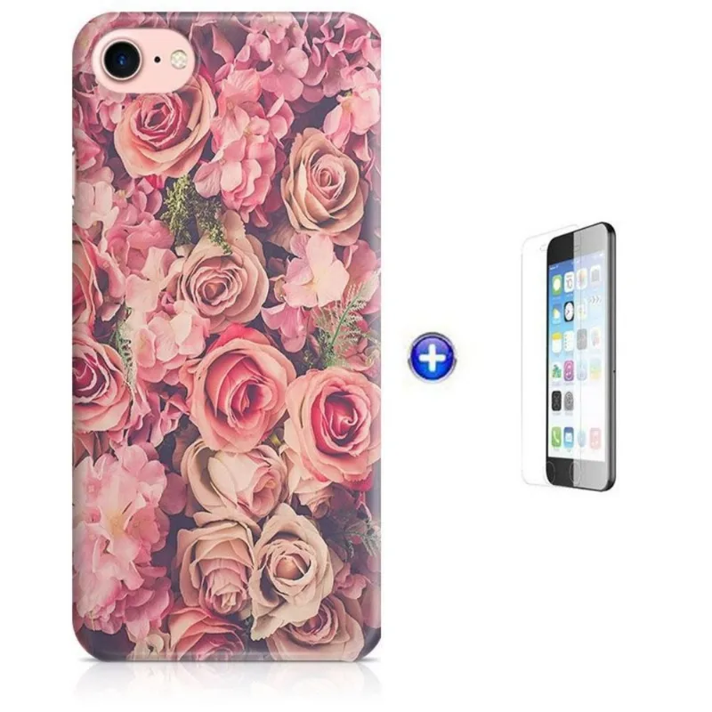 Kit Capa iPhone 8 - 4,7' Flores Flowers + Pel Vidro B30