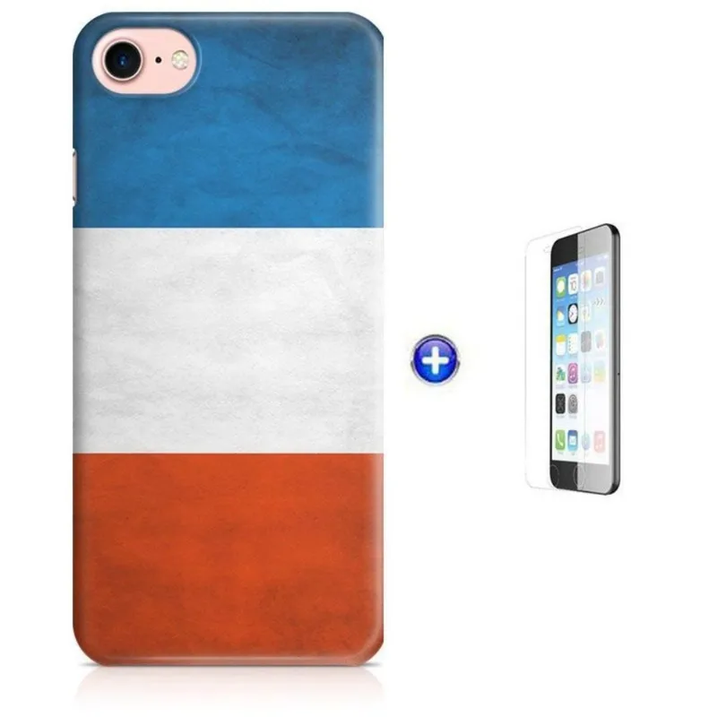 Kit Capa iPhone 8 - 4,7' Bandeira França + Pel Vidro B30