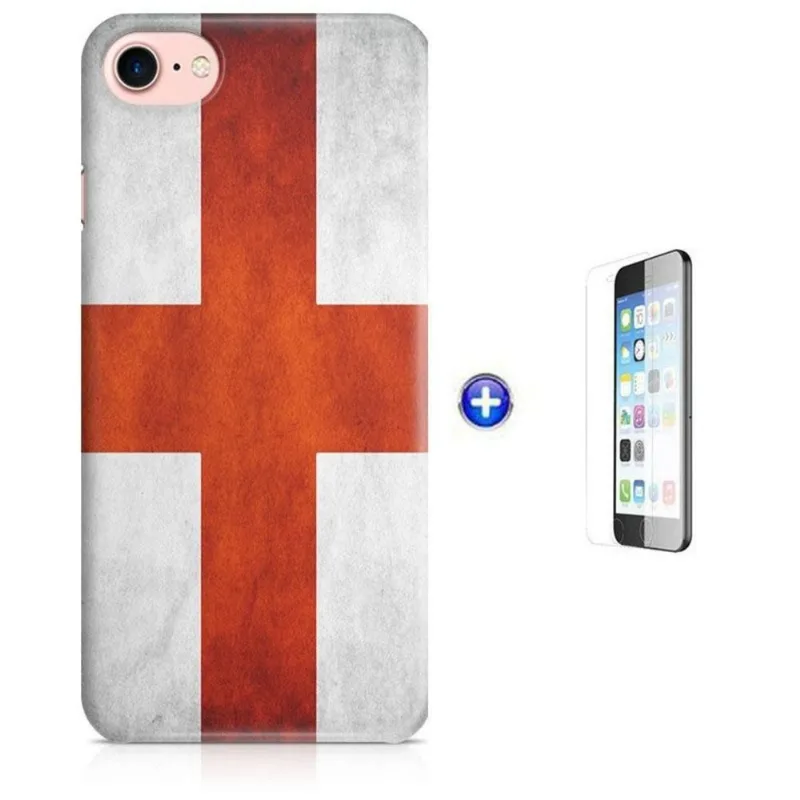Kit Capa iPhone 8 - 4,7' Bandeira Inglaterra + Pel Vidro B30
