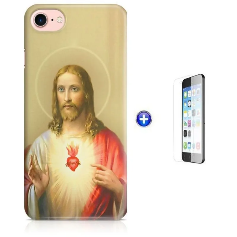 Kit Capa iPhone 8 - 4,7' Jesus Cristo Bíblia + Pel Vidro B30